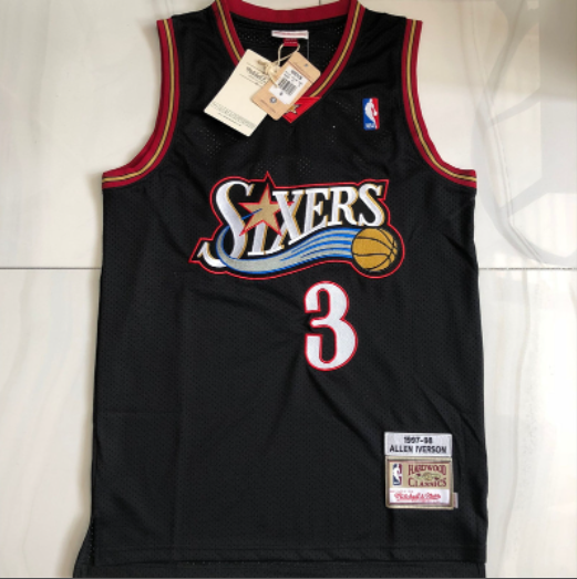 Phila 76ers #3 Allen Iverson Dense Embroidery Classic NBA Jerseys Mitchell & Ness
