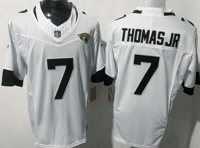 Nike Men Embroidered Thomas Jr #7 Black White Turquoise Jacksonville Jaguars Jersey - Image 4