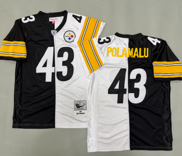 00’s Troy Polamalu White Black Pittsburgh Steelers NFL Jersey