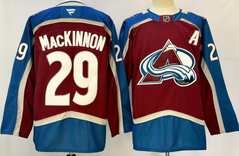 Stitched Men Colorado Avalanche 8 Cale Makar 29 Nathan MacKinnon Ice Hockey Jersey