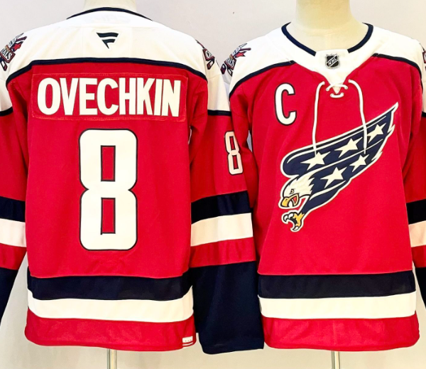 Men Stitched Washington Capitals Alex Ovechkin #8 Wilson 43# Oshie #77 Red Jersey NHL