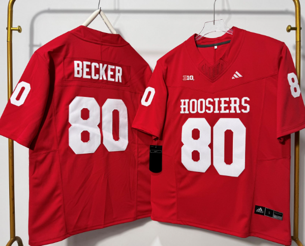 Charlie Becker Stitched #80 Indiana Hoosiers Red/White/Black NCAA Shirt