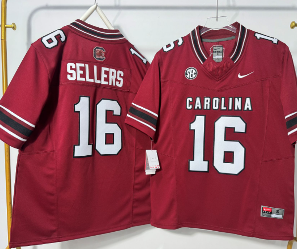 South Carolina Gamecock #16 LaNorris Sellers Red/black/White College Football Jersey