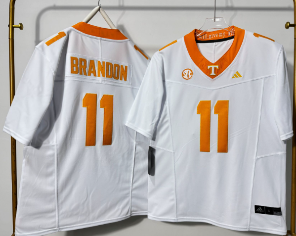 Men adidas White Orange Black #11 Brandon Tennessee Volunteers Away Premier Jersey