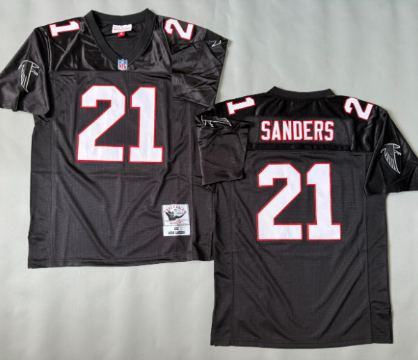 Deion Sanders #21 Atlanta Falcons 1992 White Red Black Legacy Player Jersey