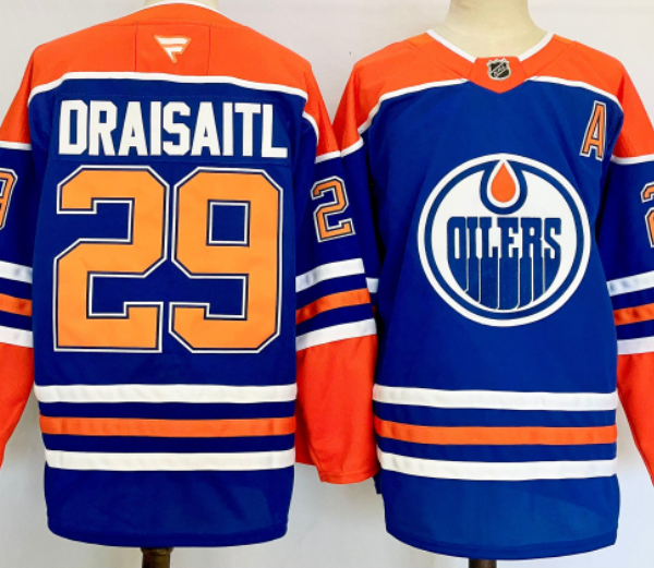 Edmonton Oilers Leon Draisaitl #29 #93 #97 Fanatics Royal Home Premium Hockey Jersey
