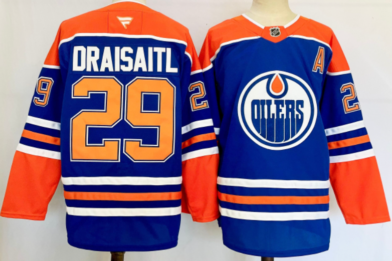 Edmonton Oilers Leon Draisaitl #29 #93 #97 Fanatics Royal Home Premium Hockey Jersey
