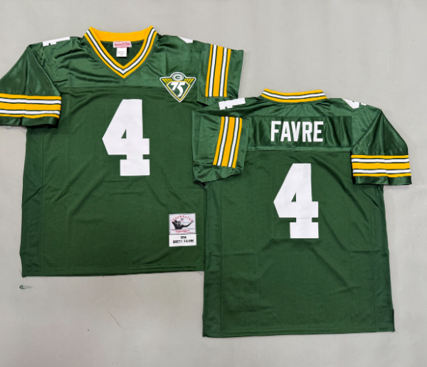 Green Bay Packers Brett Favre #4 Retro Green White Jersey