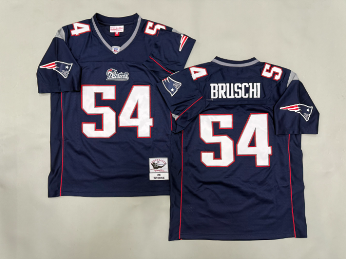 Classic Tedy Bruschi #54 New England Patriots White Red Navy Football Jersey - Image 2