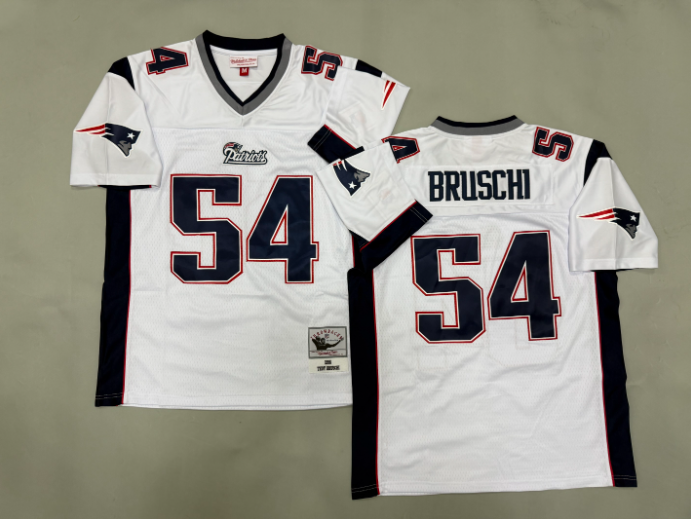 Classic Tedy Bruschi #54 New England Patriots White Red Navy Football Jersey - Image 3