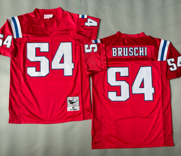 Classic Tedy Bruschi #54 New England Patriots White Red Navy Football Jersey