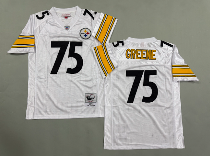 S-XXXL Stitched Steelers Joe Greene #75 Black White ThrowBacks Jersey - Image 3