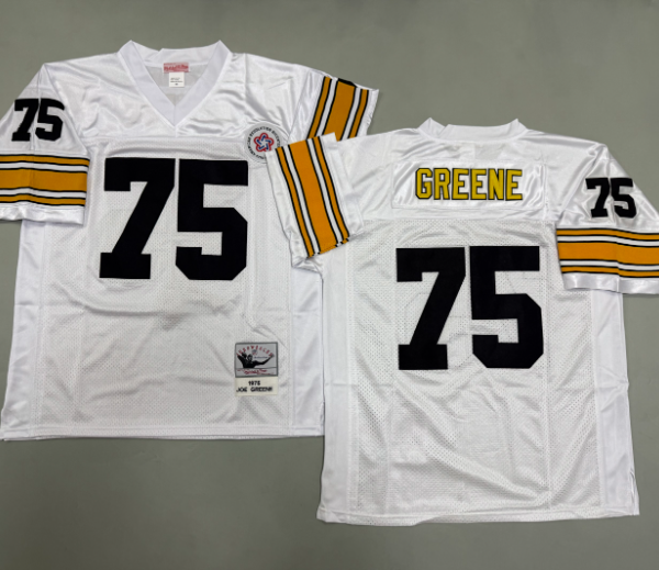 S-XXXL Stitched Steelers Joe Greene #75 Black White ThrowBacks Jersey
