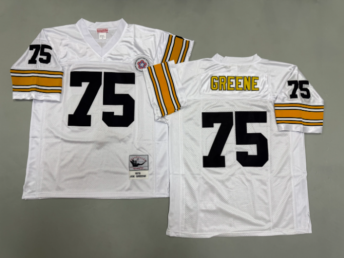 S-XXXL Stitched Steelers Joe Greene #75 Black White ThrowBacks Jersey