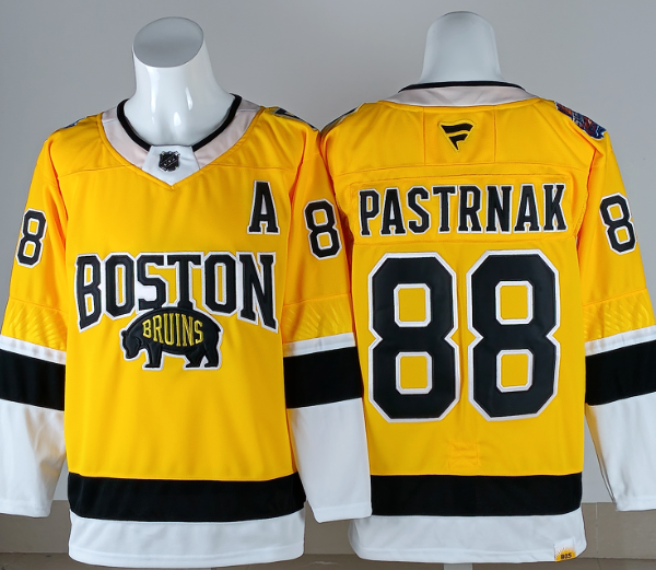 Stitched Boston Bruins David Pastrnak #88 Fanatics Gold Ice Hockey Wear