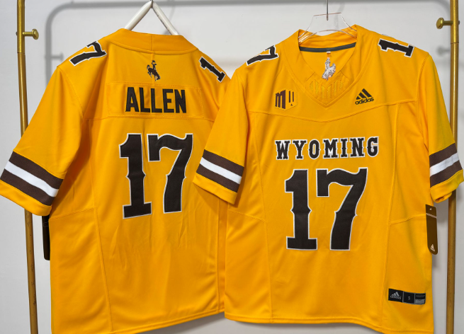 Stitched Men's Josh Allen #17 Wyoming Cowboys White Brown College Jersey - Image 4