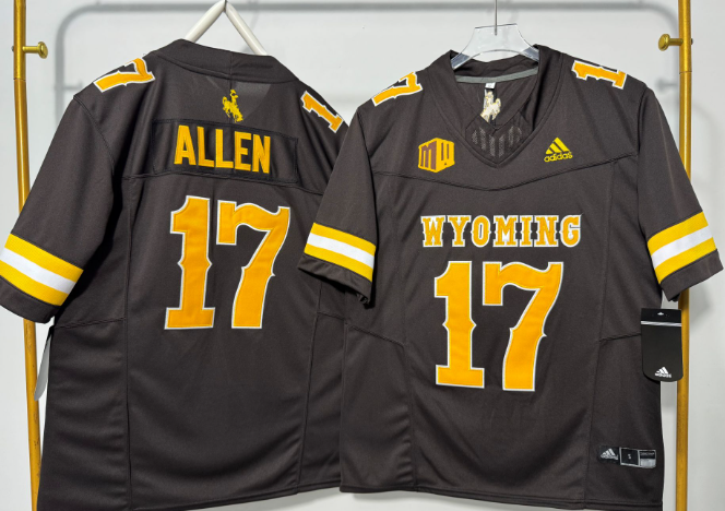 Stitched Men's Josh Allen #17 Wyoming Cowboys White Brown College Jersey - Image 3