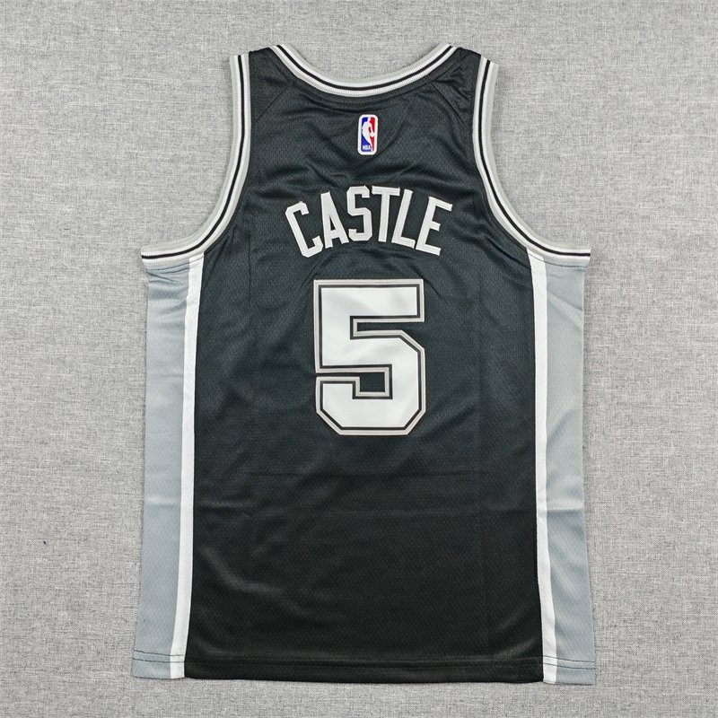 Stitched San Antonio Spurs #5 Stephon Castle Basketball Jersey Youth - Image 2