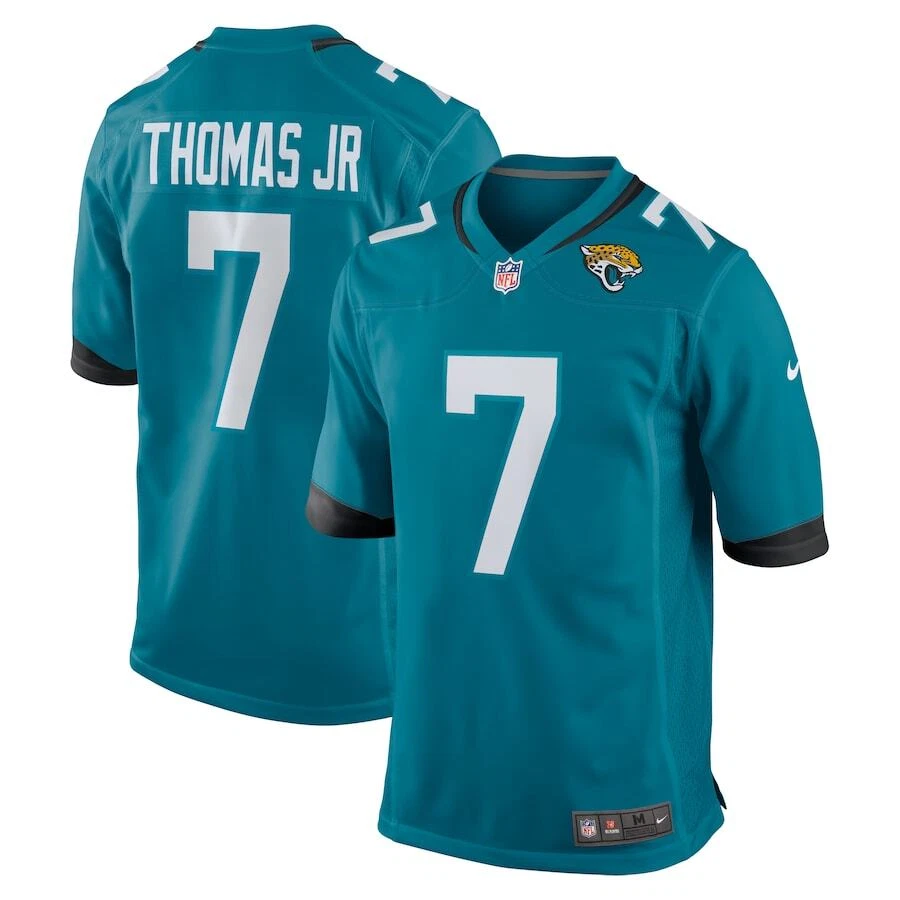 Nike Men Embroidered Thomas Jr #7 Black White Turquoise Jacksonville Jaguars Jersey