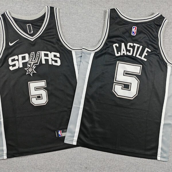 Stitched San Antonio Spurs #5 Stephon Castle Basketball Jersey Youth