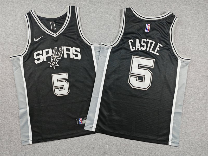 Stitched San Antonio Spurs #5 Stephon Castle Basketball Jersey Youth