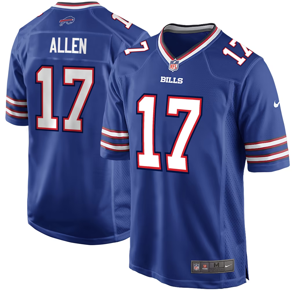 Youth Nike Josh Allen Red Blue Buffalo Bills Game Stitched Jersey - Image 2