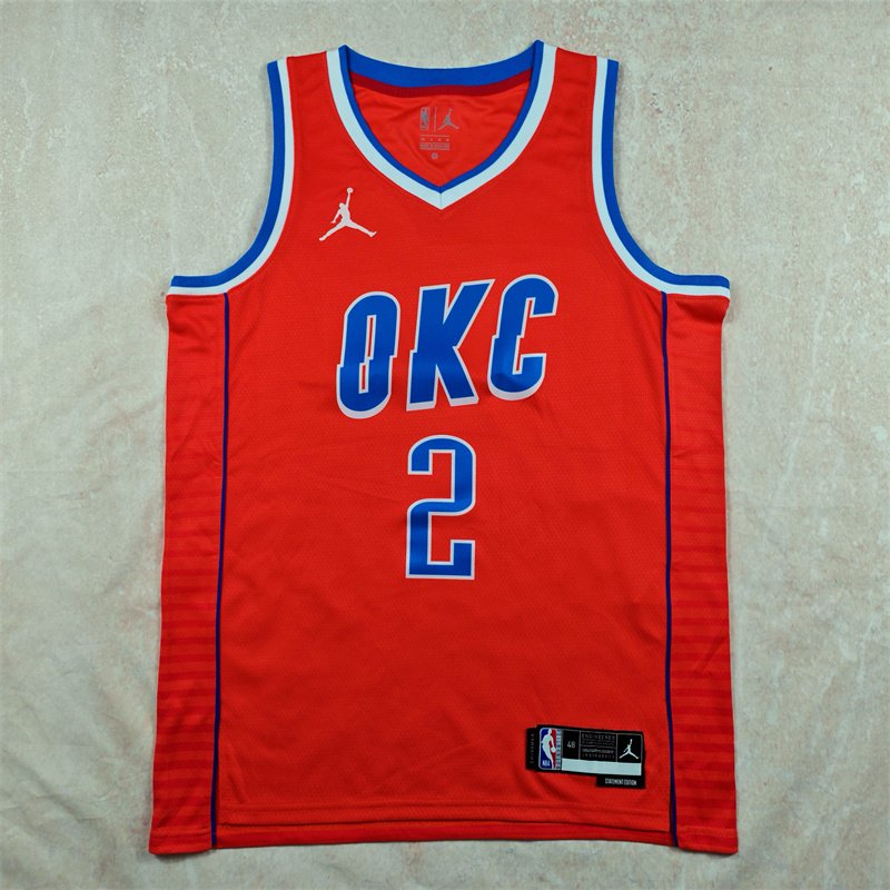 OKC Nike NBA Shai Gilgeous-Alexander #2 White Orange Blue Black Swingman Jersey