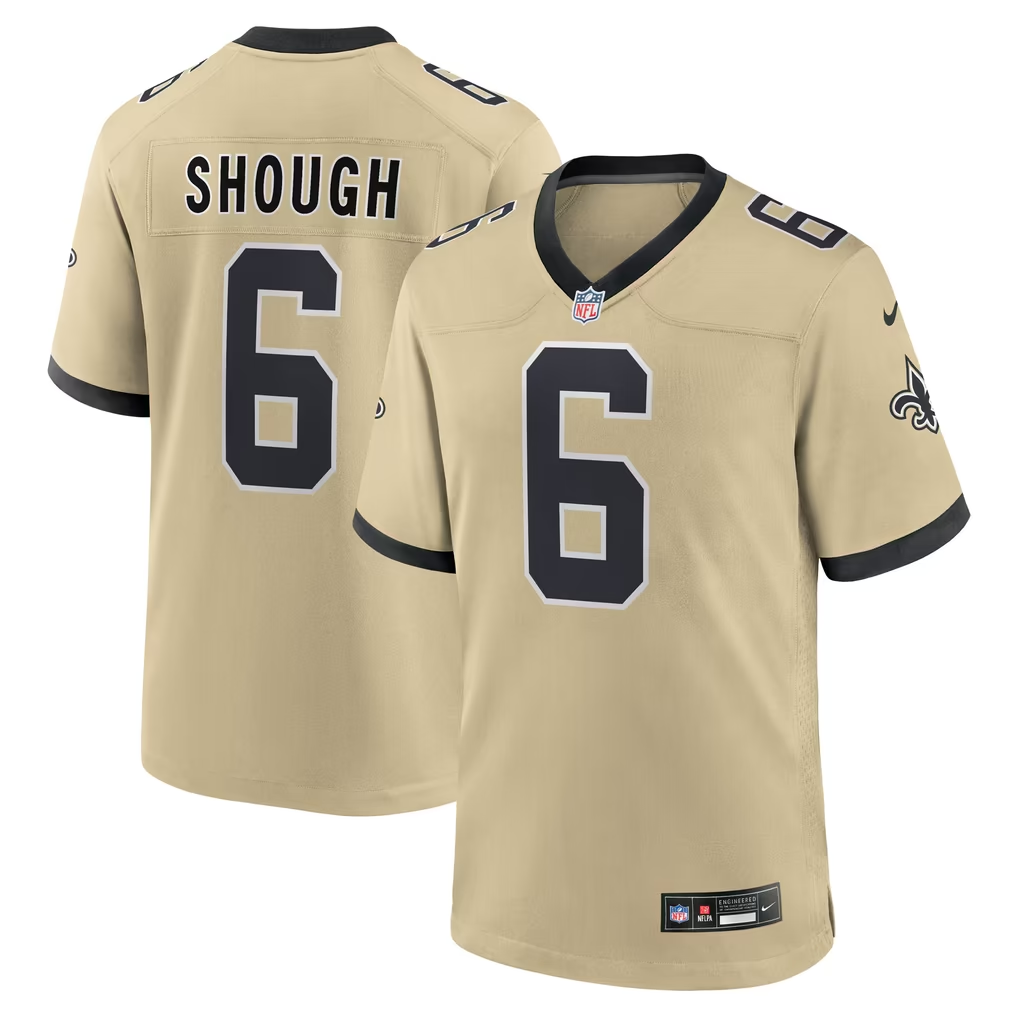 Tyler Shough #6 New Orleans Saints Gold White Black Nike Alternate Game Player Jersey