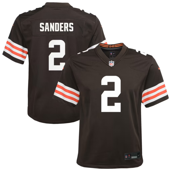 Youth Nike Shedeur Sanders #2 Brown Cleveland Browns Jersey Stitched