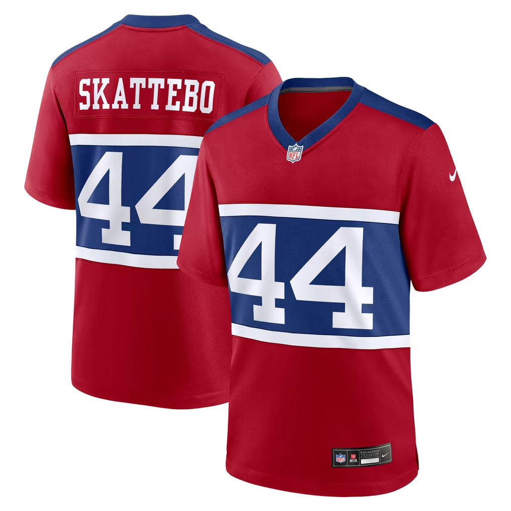 New York Giants Cam Skattebo #44 White Navy Red NFL Jersey Nike - Image 5