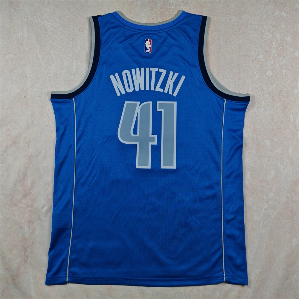 New Rare Dirk Nowitzki Dallas Mavericks White Blue Nike Swingman Jersey - Image 2