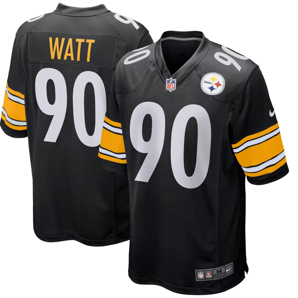 Pittsburg Steelers T. J. Watt # 90 Youth Rush Jersey Black Nike - Image 2