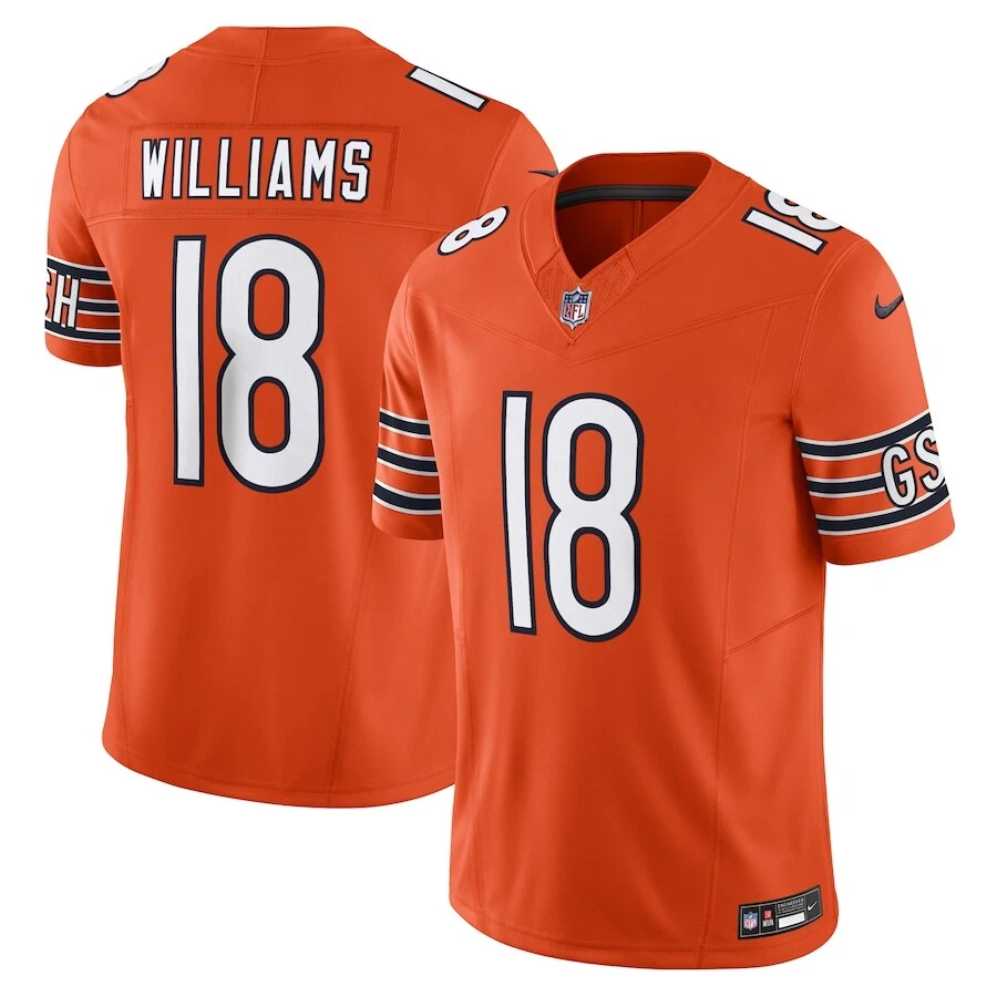 Nike Orange Chicago Bears Caleb Williams #18 #4 #15 #84 Vapor F.U.S.E. NFL Limited Jersey