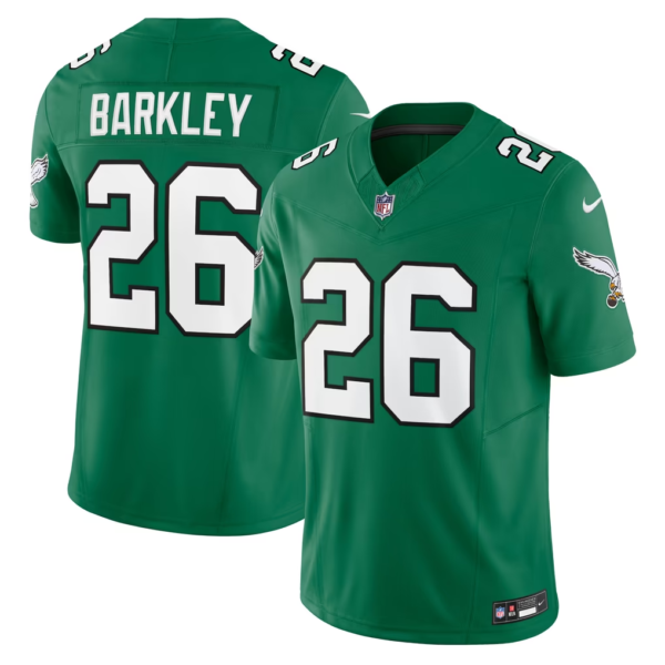 Philadelphia Eagles Saquon Barkley Nike White Black Green Vapor F.U.S.E. Stitched NFL Shirts