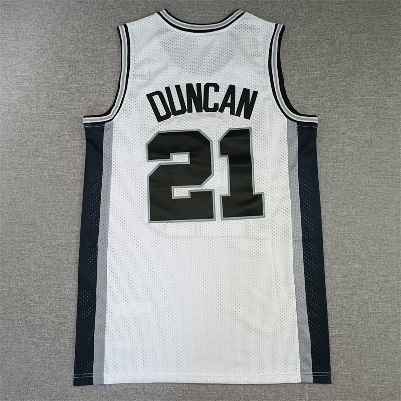 Tim Duncan San Antonio Spurs 1998-99 White Black Fuchsia Mitchell & Ness Jersey - Image 2