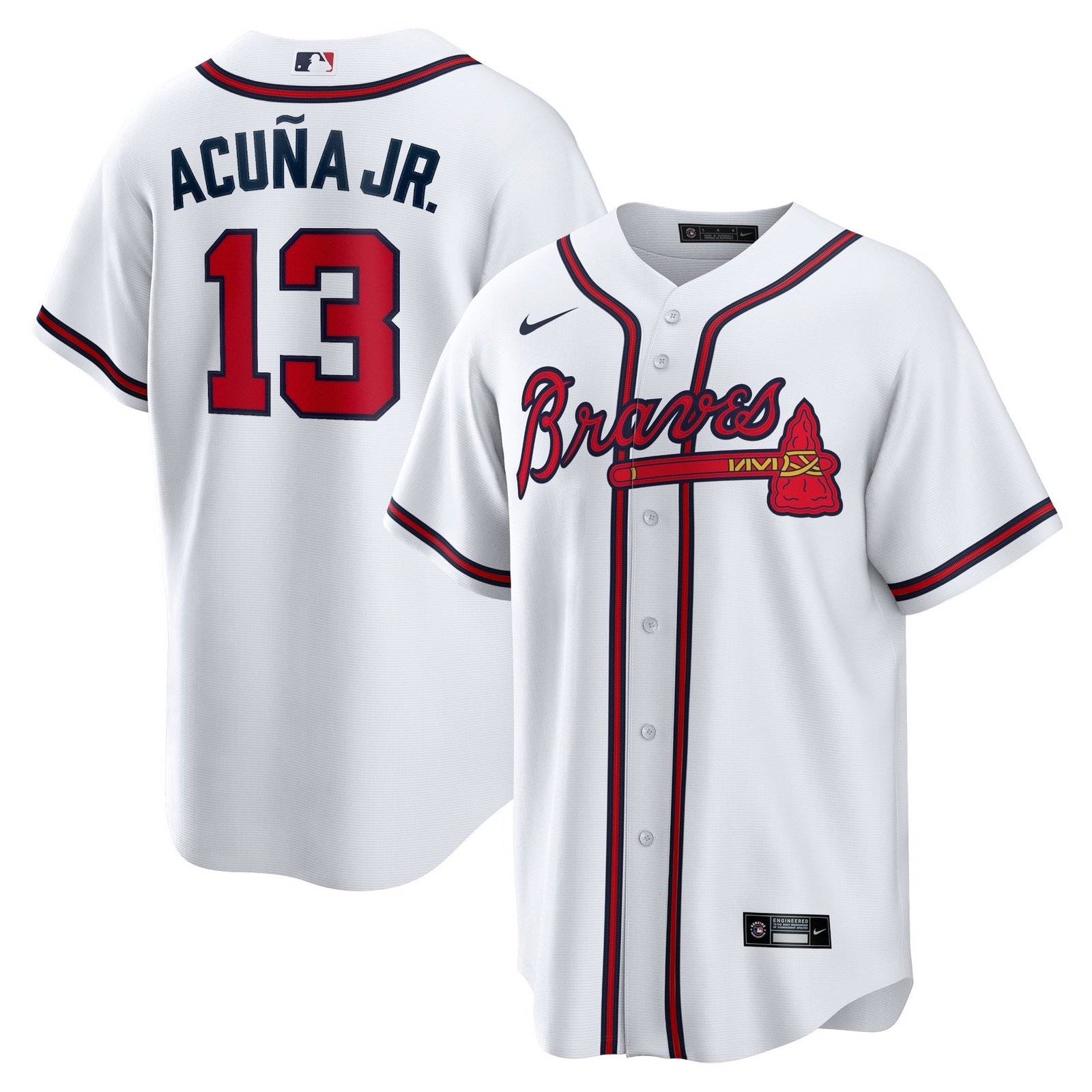 Nike Ronald Acuña Jr. #13 Atlanta Braves Stitched Men Baseball Shirt - Image 2