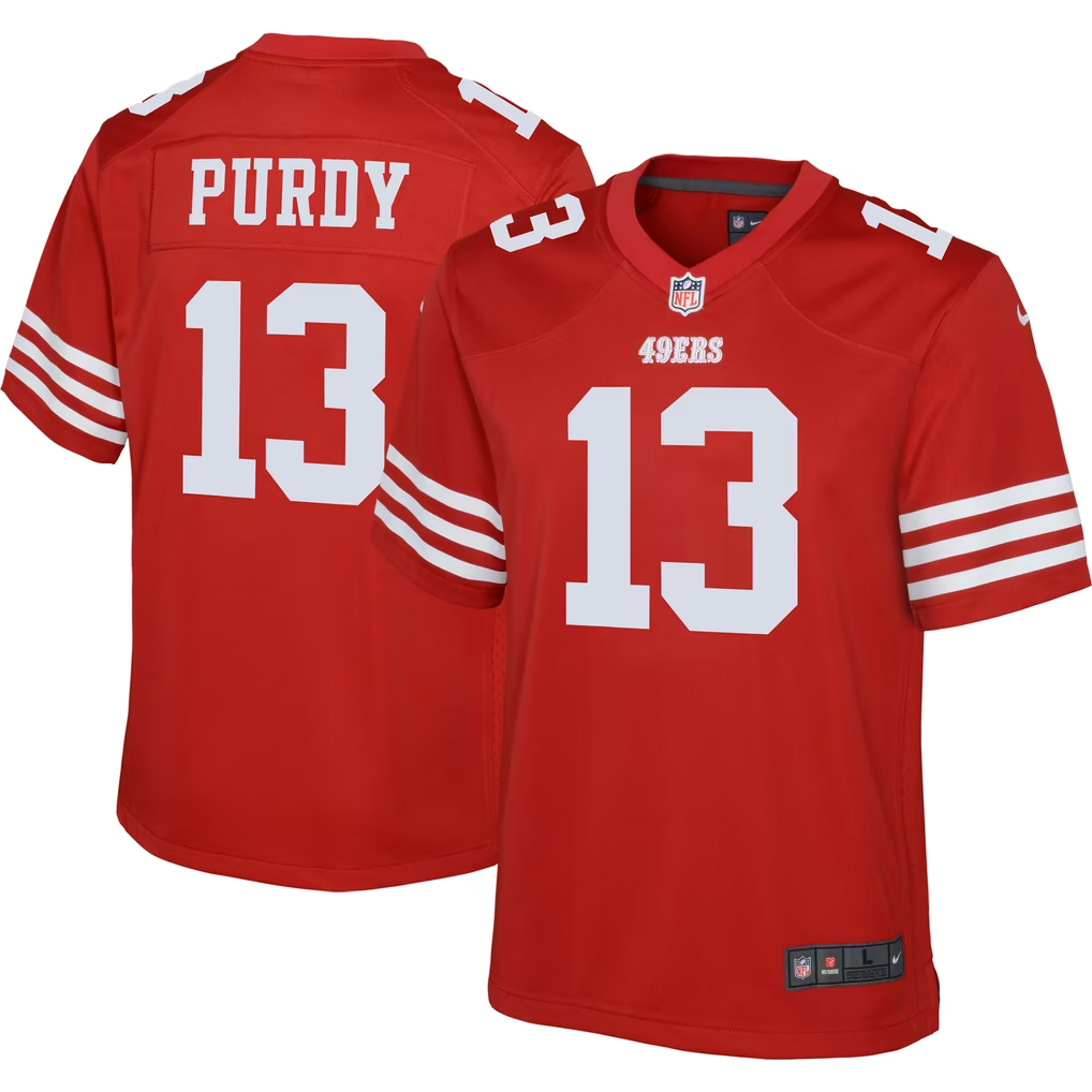 Youth Brock Purdy San Francisco 49ers Nike Red Black American Football Jersey - Image 2