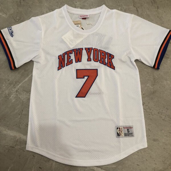 Mitchell&Ness NY Knicks White Blue Carmelo Anthony Retro Jersey Dense Embroidery