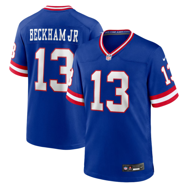 Stitched New York Giants Odell Beckham Jr. White Blue Football Shirts Nike