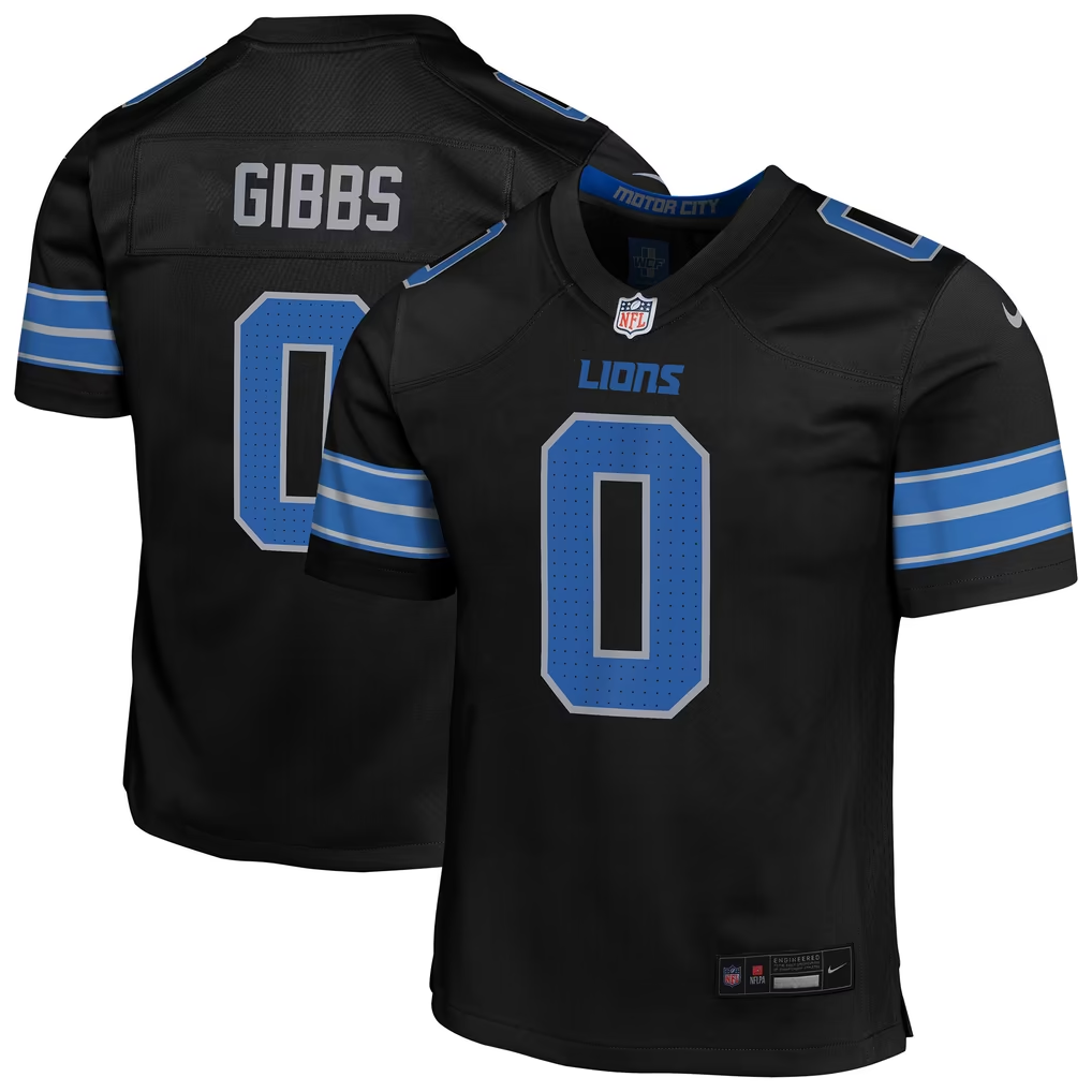 Youth Jahmyr Gibbs Detroit Lions Nike Stitched 2026 Rivalries Collection Silver Jersey - Image 2