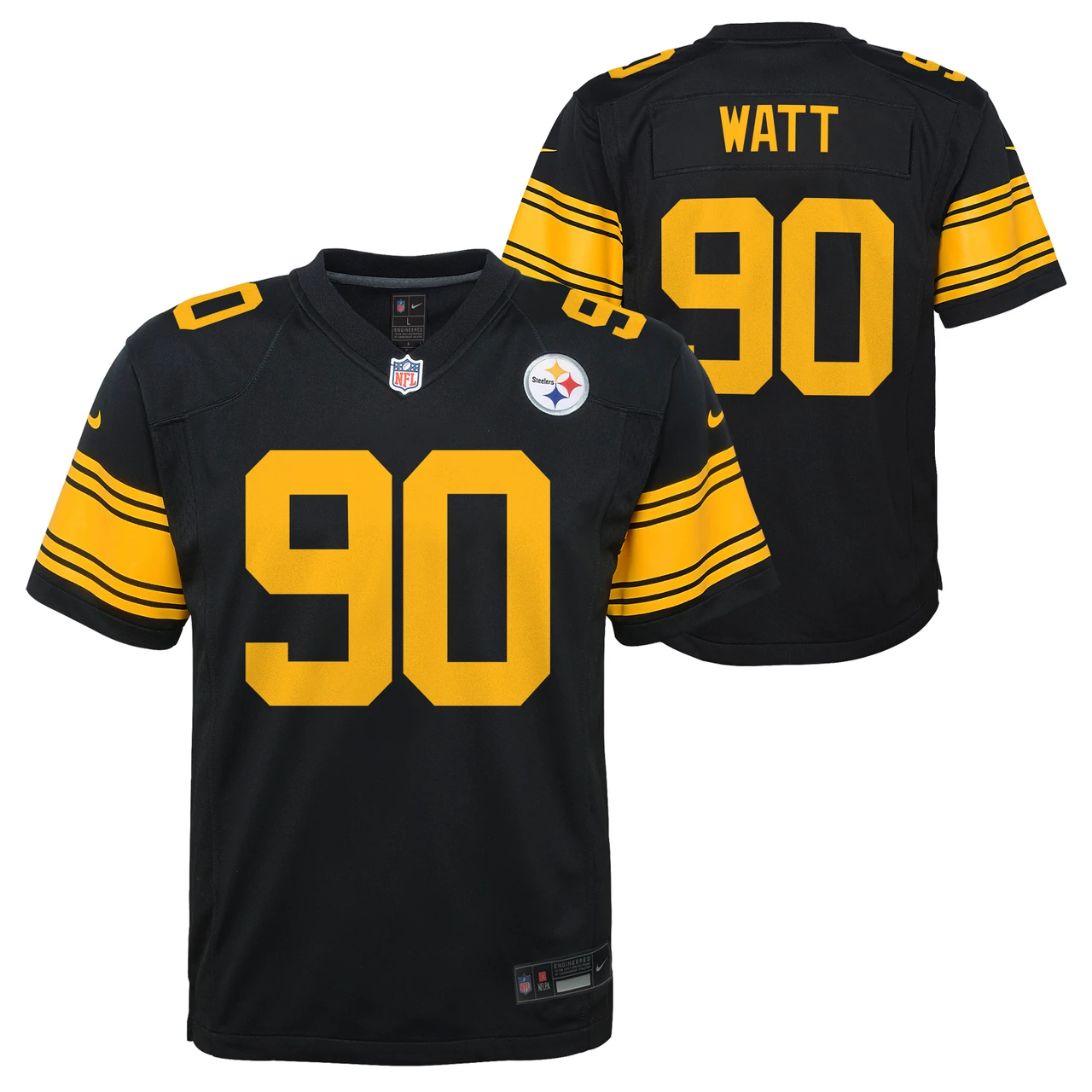 Pittsburg Steelers T. J. Watt # 90 Youth Rush Jersey Black Nike