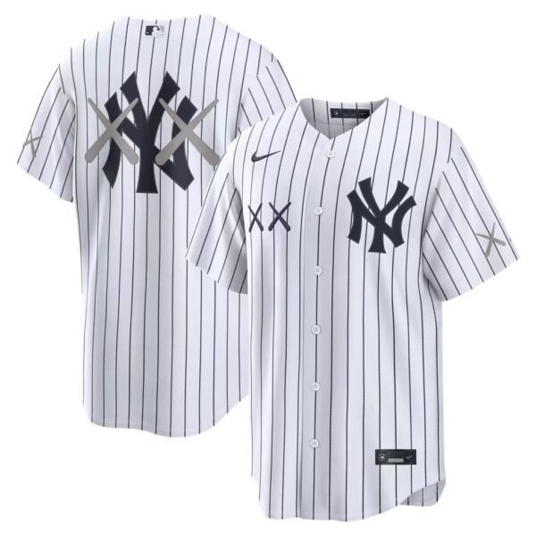 Men Stitched New York Yankees Nike x KAWS White Stadium Jersey