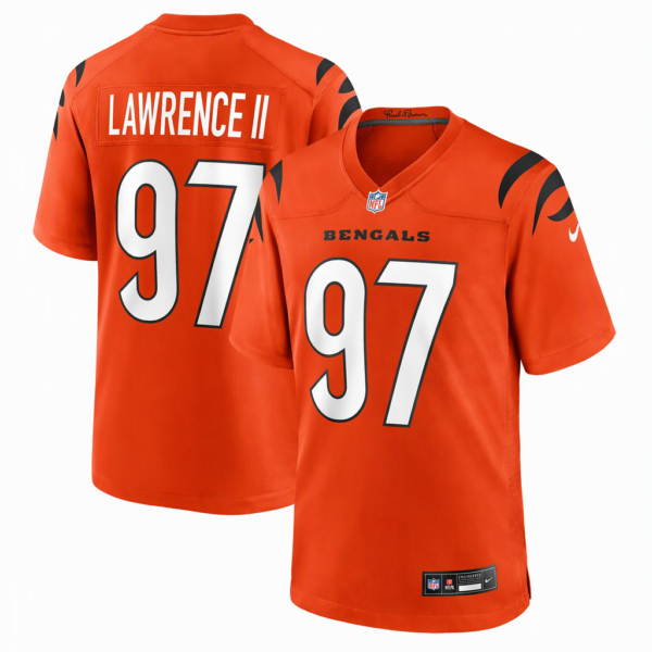 Nike Dexter Lawrence II #97 Cincinnati Bengals White Orange Black Jersey NFL