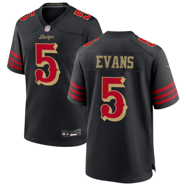 San Francisco 49ers Mike Evans #5 Nike Scarlet White Black Game Jersey